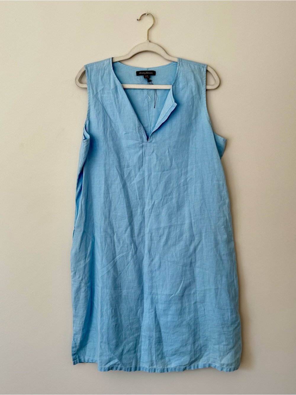 NWOT Tommy Bahama Linen Notch Collar Shift Dress, Blue – Size Large